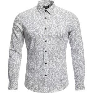 Antony Morato Slim Fit Mens White Blue Mandarin Collar Button Down Shirt Medium